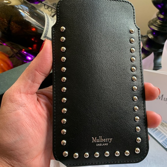 Authentic MULBERRY ENGLAND Calf leather/studs card/phone holder - Picture 7 of 13